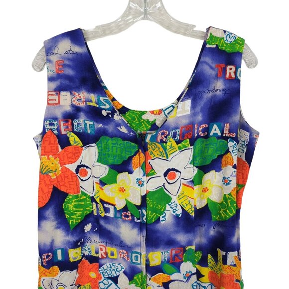 JAMS WORLD Mini dress Size 11 Multicolored blue Tropical floral Vintage - Picture 4 of 10